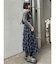 フロッキーチェックロングスカート