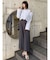 フェイクレザーベルトハイウエストパンツ