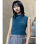 リブデザインハイネックノースリーブニット