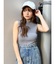 リブデザインハイネックノースリーブニット
