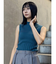 リブデザインハイネックノースリーブニット