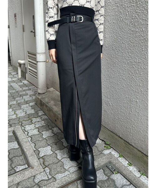 archivio スリット入り黒スカート archivio スリット入り黒スカート