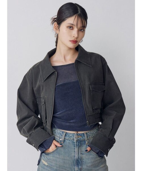 フェイクレザーショートフライトジャケット【セット販売対象