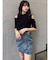 アシメタックデニムミニスカート