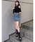 アシメタックデニムミニスカート