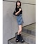 アシメタックデニムミニスカート