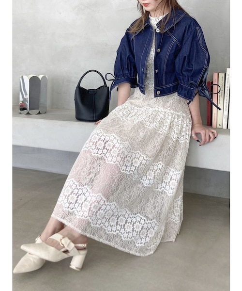 7★新品★ VALERIANEオープンショルダーレースワンピースキャミワン XS-Lサイズあり【SETTAN/セッタン】フラワーレース/ フリル