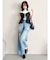 レイヤードワイドデニムパンツ