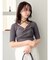 フロントツイストリボン5分袖ニットトップス