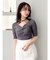 フロントツイストリボン5分袖ニットトップス