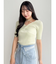 フロントツイストリボン5分袖ニットトップス
