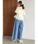 ダブルハイウエストワイドデニムパンツ