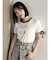 リボンスリーブロゴTシャツ