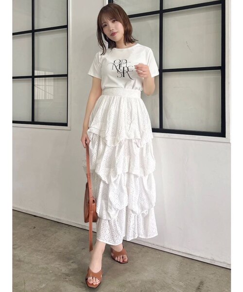 dazzlin Aラインスカート White dazzlin・ポロ白と青のストライプ