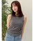 【吉田朱里】涼感加工ギャザーノースリリブトップス