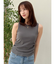 【吉田朱里】涼感加工ギャザーノースリリブトップス