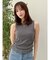 【吉田朱里】涼感加工ギャザーノースリリブトップス