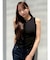 【吉田朱里】涼感加工ギャザーノースリリブトップス