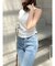 【吉田朱里】涼感加工ギャザーノースリリブトップス