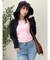 【吉田朱里】涼感加工ギャザーノースリリブトップス