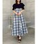ビッグカラーチェックコルセットワンピース