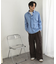 『ユニセックス』ストライプレギュラーカラーネクタイシャツ