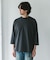 ポンチ8分袖ラウンドヘムTシャツ