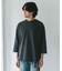 ポンチ8分袖ラウンドヘムTシャツ