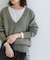 new basic　カシミヤコットンVネックチュニックニット