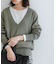 new basic　カシミヤコットンVネックチュニックニット