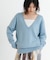 new basic　カシミヤコットンVネックチュニックニット