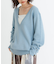 new basic　カシミヤコットンVネックチュニックニット