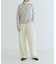 カシミヤ混強縮キーネックニットプルオーバー