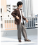『WEB限定』綿麻ストライプリラックステーパードパンツ