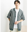 ストライプショートスリーブニットシャツ