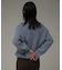 Vネック配色スクエアパターンニット