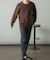 ウォッシャブルストレッチワッフルクルーネックプルオーバー
