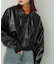 クロップドレザーライクブルゾン