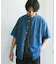 リネン混 デニムバンドショートスリーブシャツ