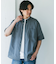 玉虫シャンブレー バンドカラーシャツ