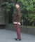 ウールライクダブルタックテーパードパンツ