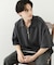 『ユニセックス』ダンボールポンチハーフジップショートスリーブTシャツ
