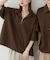 『ユニセックス』ダンボールポンチハーフジップショートスリーブTシャツ