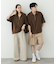 『ユニセックス』ダンボールポンチハーフジップショートスリーブTシャツ