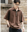 『ユニセックス』ダンボールポンチハーフジップショートスリーブTシャツ