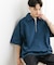 『ユニセックス』ダンボールポンチハーフジップショートスリーブTシャツ