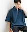 『ユニセックス』ダンボールポンチハーフジップショートスリーブTシャツ