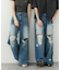 『ユニセックス』ダメージデニムワイドパンツ