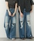 『ユニセックス』ダメージデニムワイドパンツ