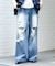 『ユニセックス』ダメージデニムワイドパンツ